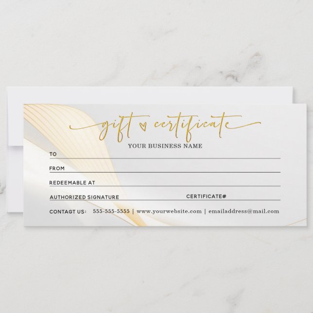 Certificados De Oro De Regalo Para Mi Negocio (Anverso)