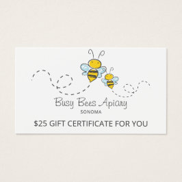 Certificados de Regalo Apiario Cute Honey Bees Bee