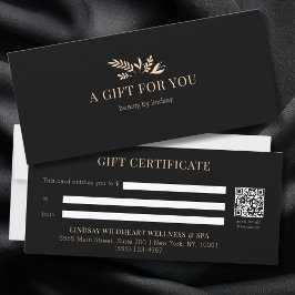 Certificados de regalo de código QR botánico negro