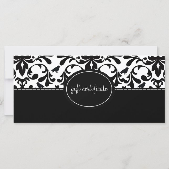 Certificados de regalo de Damask Birds Boutique St (Anverso)
