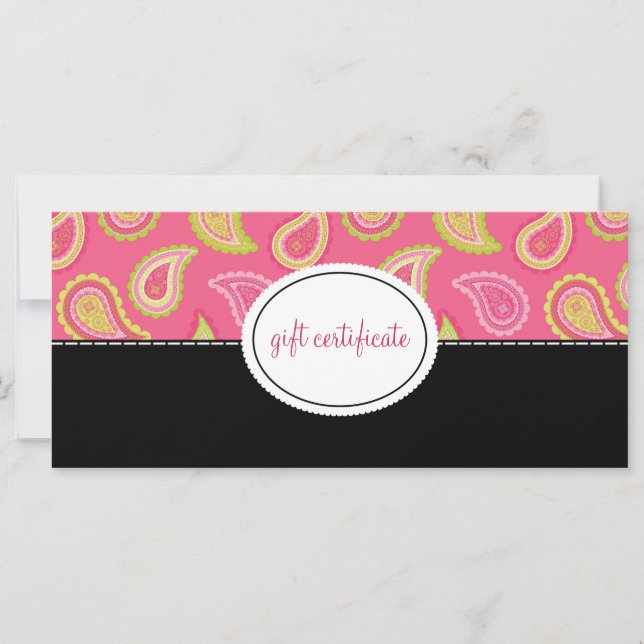 Certificados de regalo de estilo moderno paisley B (Anverso)