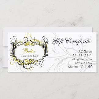 Certificados de regalo de Moda amarilla, negra y b