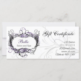 certificados de regalo de Moda morada, negra y bla