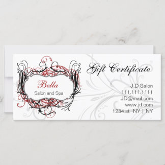 Certificados de regalo de Moda roja, negra y blanc