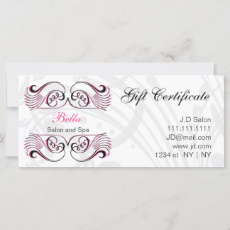 Certificados de regalo de Moda rosa, negra y blanc