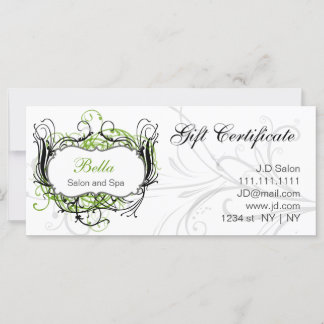 Certificados de regalo de Moda verde, negro y blan