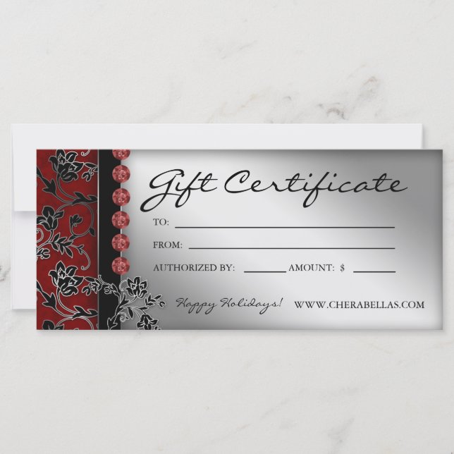 Certificados de regalo de Navidad Salon Spa Plata  (Anverso)