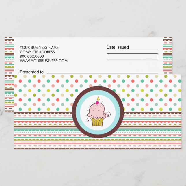 Certificados de regalo de panadería o pastelería (Anverso / Reverso)