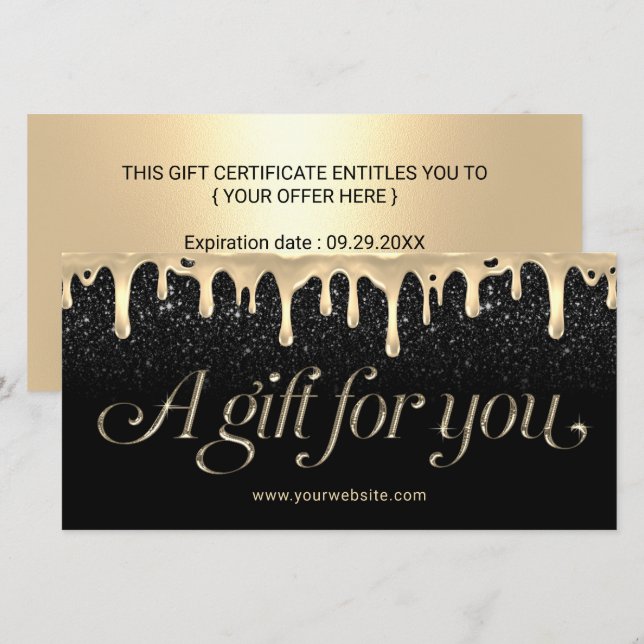 Certificados de regalo de Salon y Spa de Oro Moder (Anverso / Reverso)