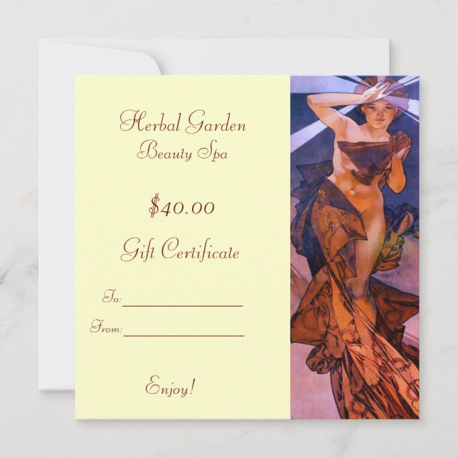 Certificados de regalo de Spa de belleza (Anverso)