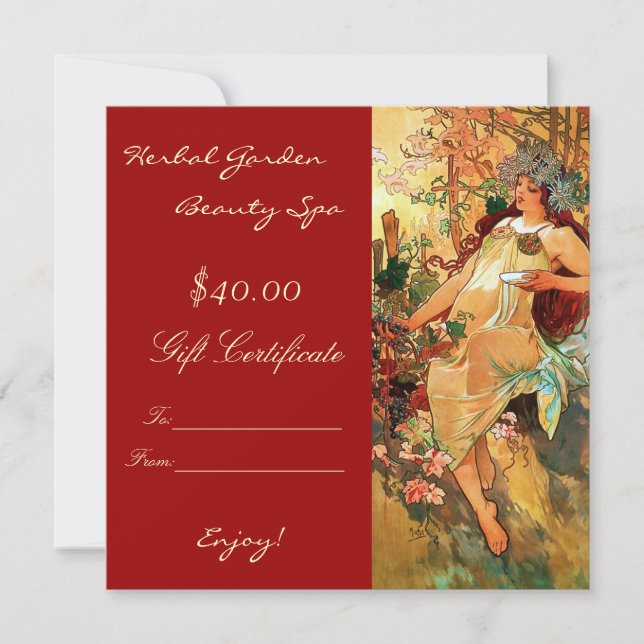 Certificados de regalo de Spa de belleza (Anverso)