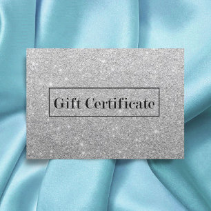 Certificados de regalo Moderno Purpurina Plata Sal