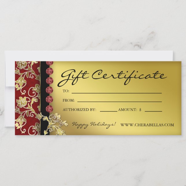 Certificados de regalo navideño Salon Spa Dorado F (Anverso)