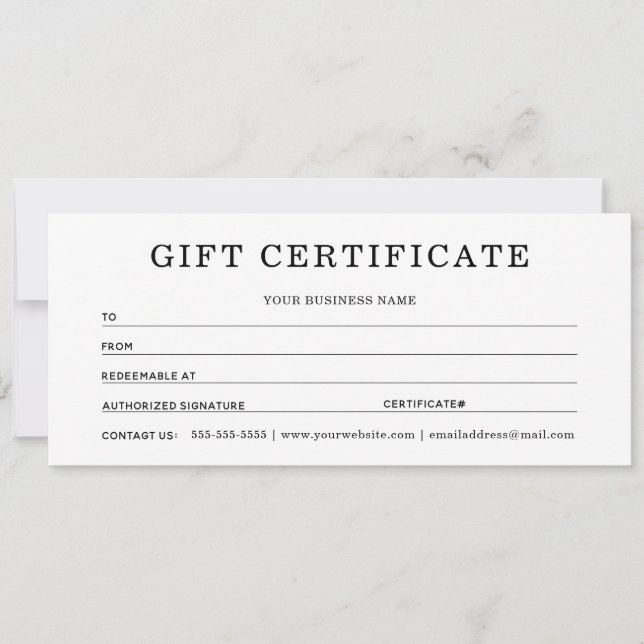 Certificados de Regalo Para Mi Negocio (Anverso)