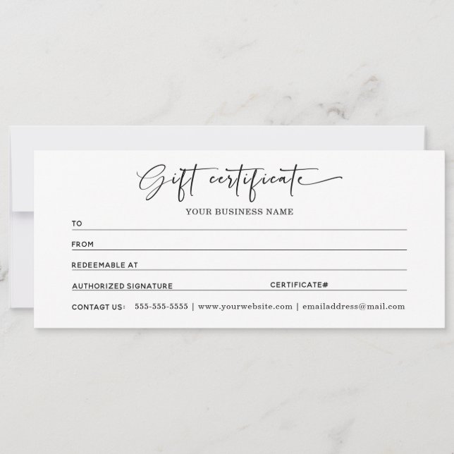 Certificados de Regalo Para Mi Negocio (Anverso)