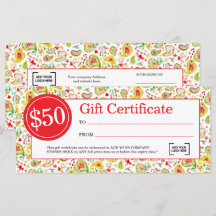 Certificados de regalo personalizados con diseño d