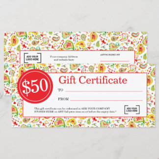 Certificados de regalo personalizados con diseño d