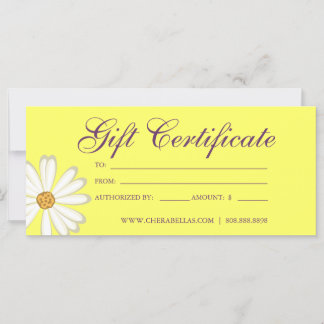Certificados de regalo Salón Daisy Flor amarillo v