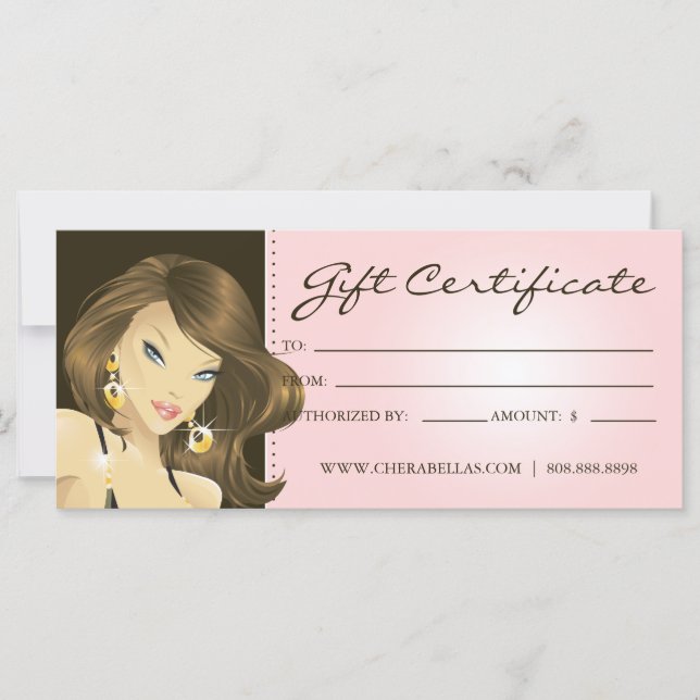 Certificados de regalo Salón de pelo Bonito mujer  (Anverso)