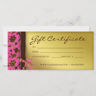 Certificados de regalo Salón Spa Dorado Floral Mar