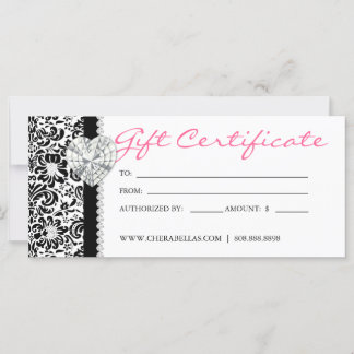 Certificados de regalo Salon Spa Joyas de Bow Dámp