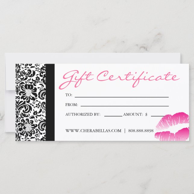 Certificados de regalo Salon Spa Tapa de Damasco R (Anverso)