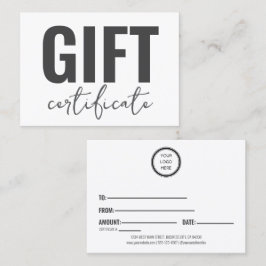 Certificados de regalos comerciales personalizados