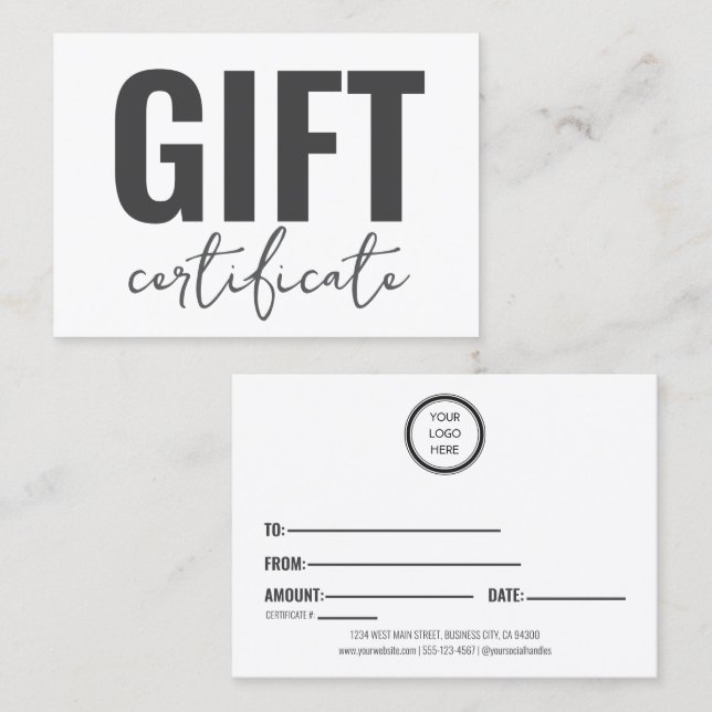 Certificados de regalos comerciales personalizados (Anverso / Reverso)