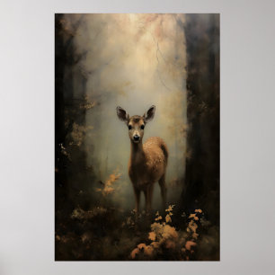 Cervato en el bosque Dark Academia, Arte de pared 