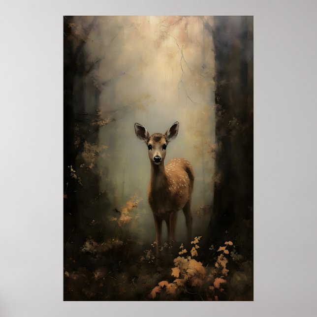 Cervato en el bosque Dark Academia, Arte de pared  (Frente)