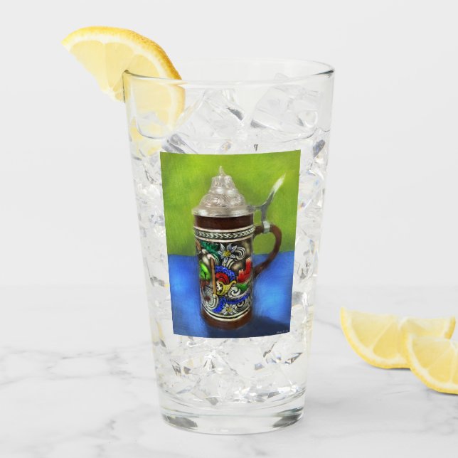 Cerveza alemana Stein con tapa de bisagra azul ver (Anverso (hielo))