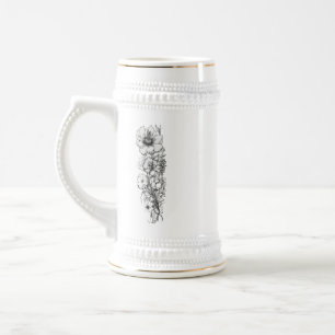 Cerveza Arte de contorno floral - Diseño de jarra de acero
