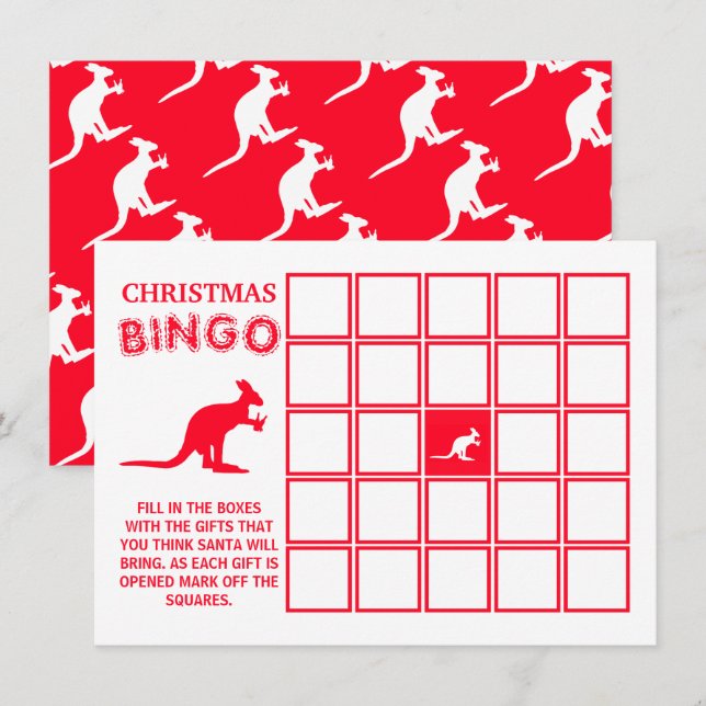 Cerveza canguro, tarjeta de bingo para Navidades a (Anverso / Reverso)
