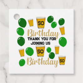 Cerveza de 50 años y globos verdes Favor Etiquetas