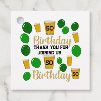 Cerveza de 50 años y globos verdes Favor Etiquetas