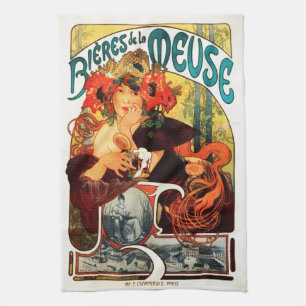 Cerveza de Alfonso Mucha de la toalla de cocina de
