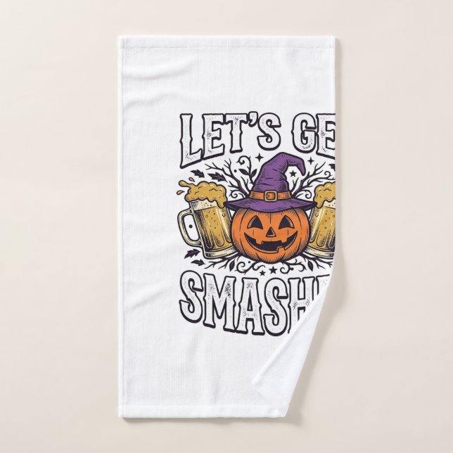 Cerveza de calabaza Halloween Let's Get Smashed (Toalla de mano)