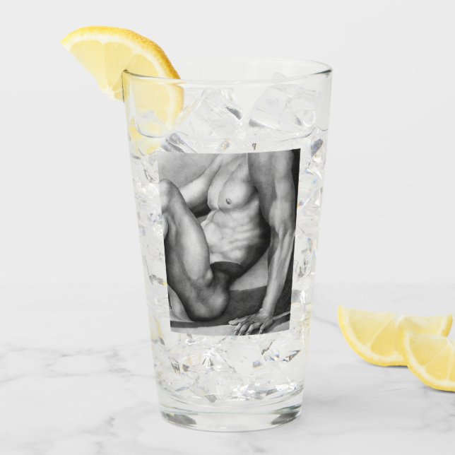 Cerveza de dibujo masculina masculina desnuda de a (Anverso (hielo))
