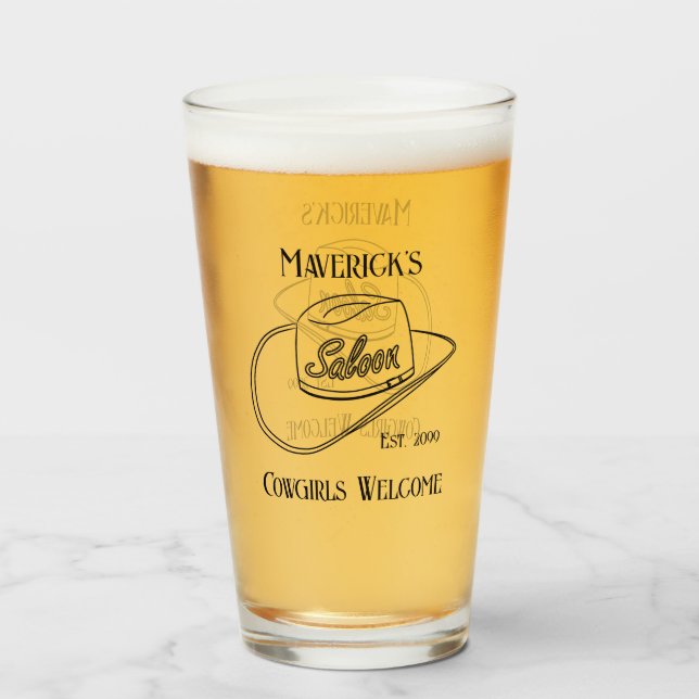 Cerveza de pintura Retro Cowboy Saloon Drinkware (Anverso (lleno))