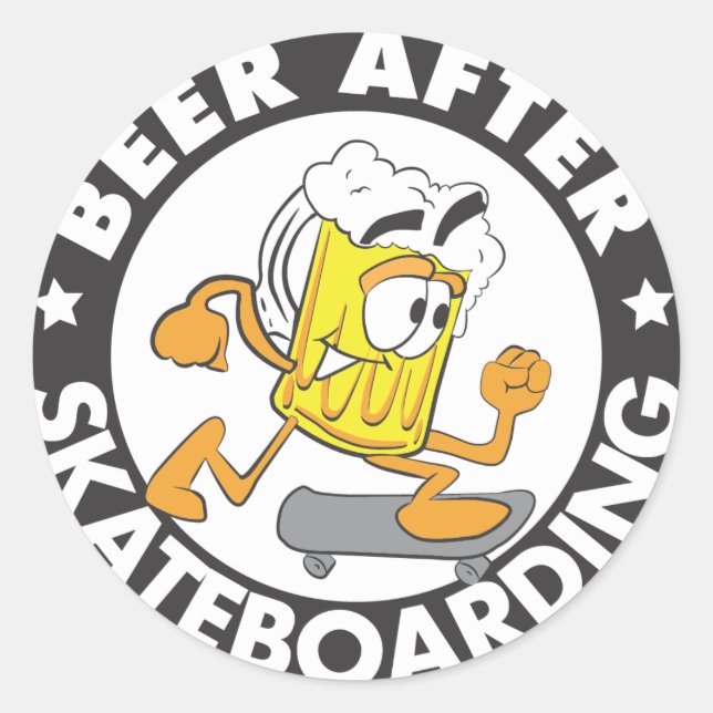 Cerveza después del Pegatina de Skateboarding (Anverso)