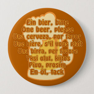 CERVEZA en idiomas botón personalizado, enorme