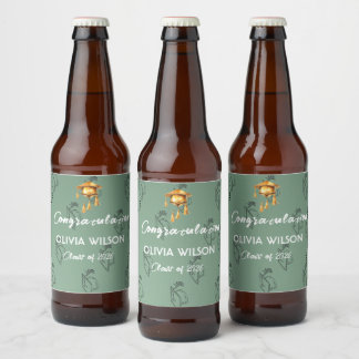 Cerveza Etiqueta Elegante de Botella Verde Sábio para Grad