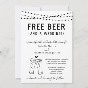 Cerveza gratis divertida y una invitación a la bod