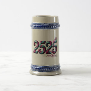 CERVEZA JARRA DE NAVIDAD 2525, AZUL/GRIS 22 OZ / BLANCO/DO