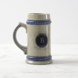Cerveza Jarra de regalo de novio con monograma navy person