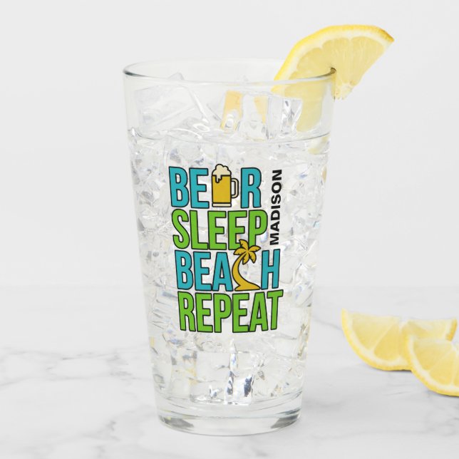 Cerveza - Sleep - Beach nombre personalizado pint  (Reverso (hielo))