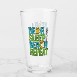 Cerveza - Sleep - Beach nombre personalizado pint