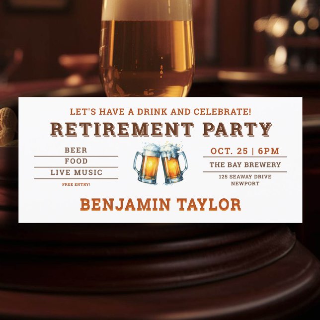 Cerveza temática Cervecería Fiesta de Jubilación d (simple retire retirement party celebration invitation beer themed brewery fall oktoberfest)
