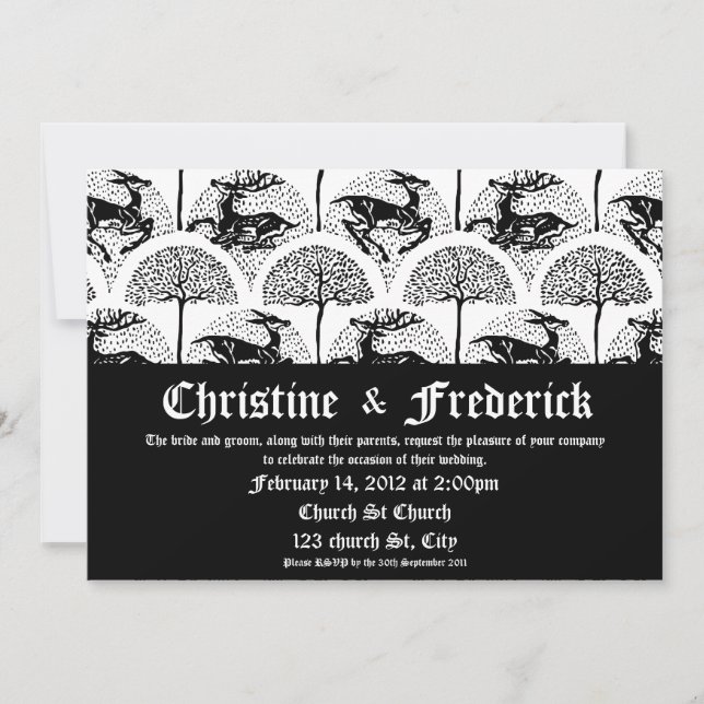Cerveza y árboles medievales, invitación de 5"x7". (Anverso)