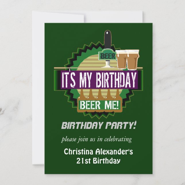 Cerveza yo invitaciones de la fiesta de cumpleaños (Anverso)